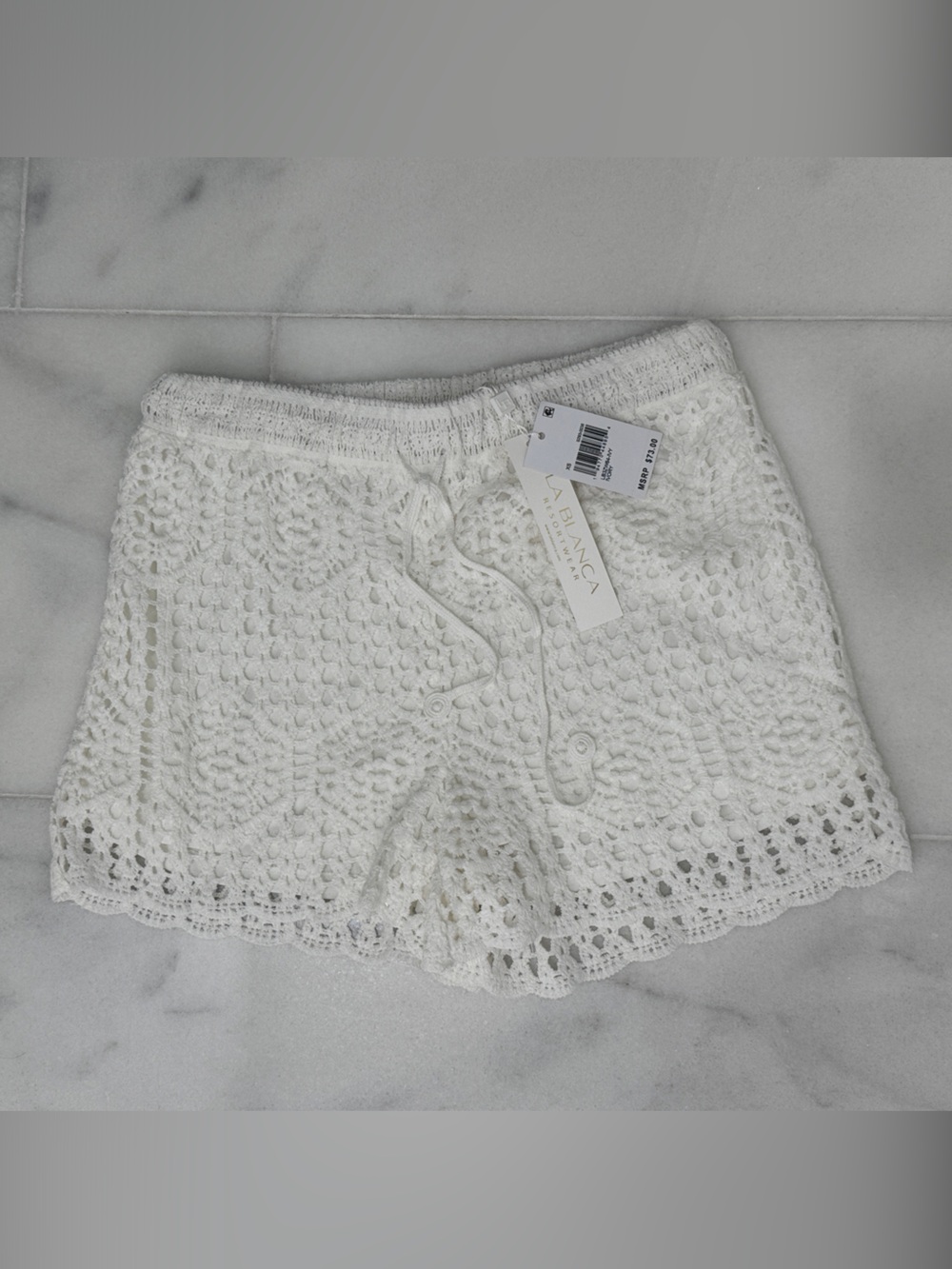 La Blanca White Crochet Drawstring Women’s Shorts
